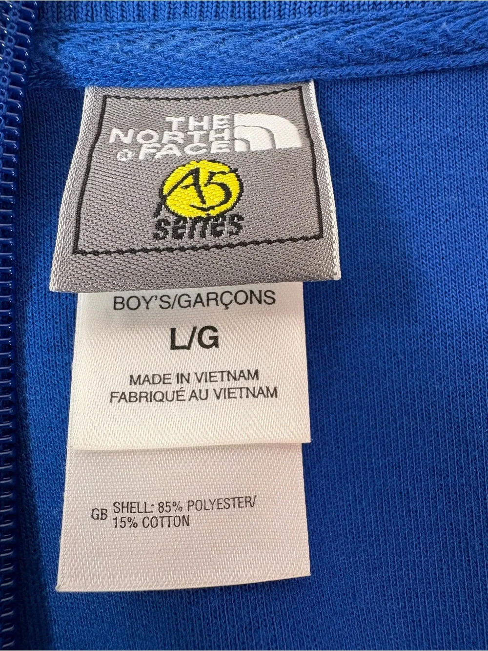 The North Face A5 Series Alaska Denali Jacket Boys L Full Zip Blue Rare 6194m